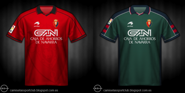 Camisetas de Osasuna de 1990 a 2000 