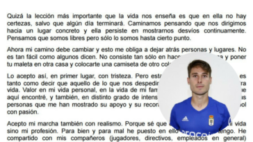 Jon Erice se despide del Oviedo y responde a sus críticos  